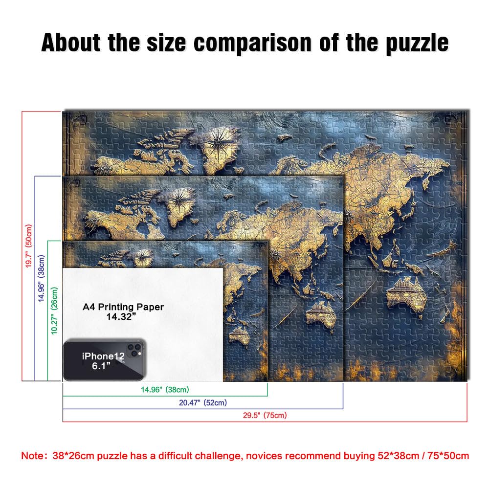 Puzzle Adulte 2000 pièces Carte du Monde Vintage Jouets de Divertissement Familial Chaque pièce est Unique - Jeu Familial Stimulant et Amusant 70x100cm