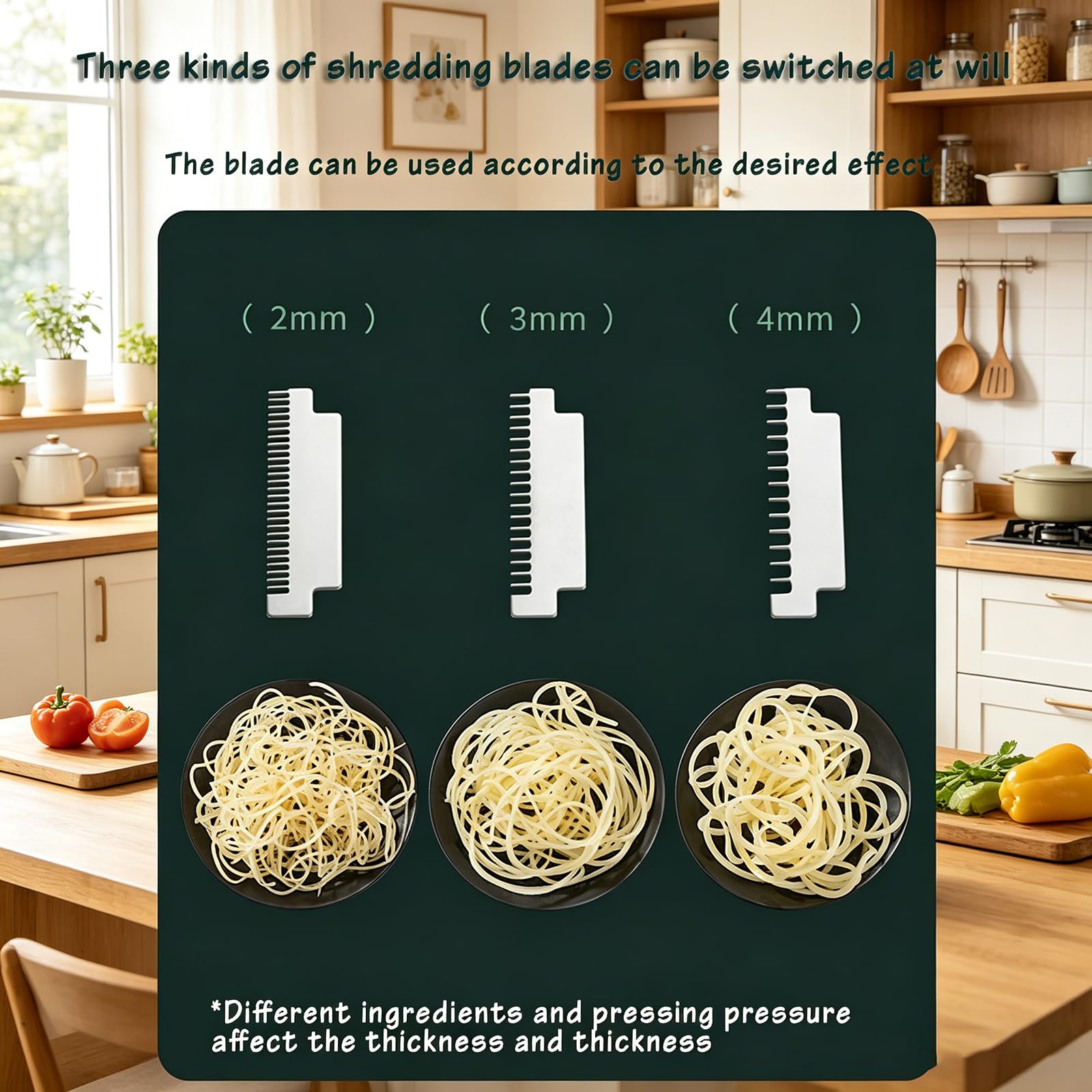 Affettatrice per patate con 3 lame, fissaggio antiscivolo, manico comodo per sminuzzare e affettare facilmente, ideale per l'uso in cucina familiare
