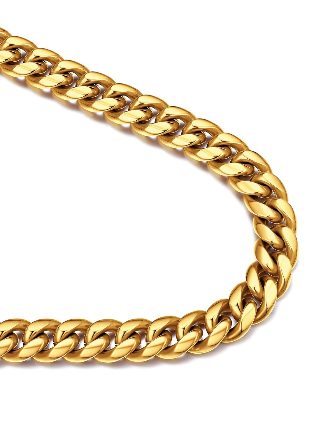 Bandmax Stainless Steel 14K Gold Plated Black Diamond Cut Miami Cuban Necklaces for Men 6MM 10MM 14MM Chunky