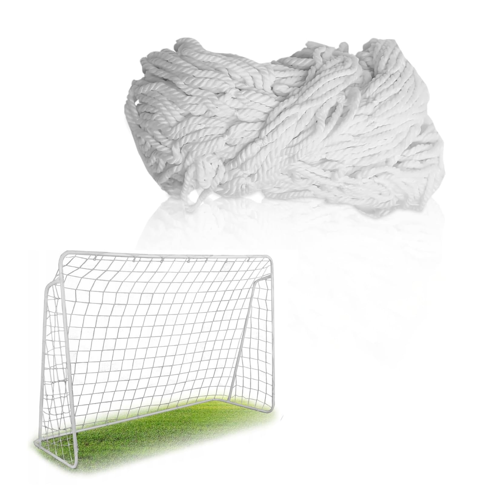 Rete di ricambio per porta da calcio, 7,3 x 2,4 m, in fibra di polipropilene, per lo sport, di ricambio, resistente alle intemperie, per allenamenti giovanili e feste in famiglia con 11