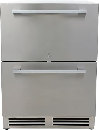 Undercounter Refrigerator with 2 Slide Out Drawers, Built-In or Freestanding Installation, Stainless Steel Construction for Indoor or Outdoor Use, 5.2 Cu. Ft., MEtallic