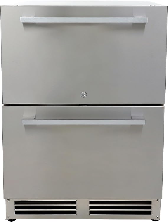 Undercounter Refrigerator with 2 Slide Out Drawers, Built-In or Freestanding Installation, Stainless Steel Construction for Indoor or Outdoor Use, 5.2 Cu. Ft., MEtallic