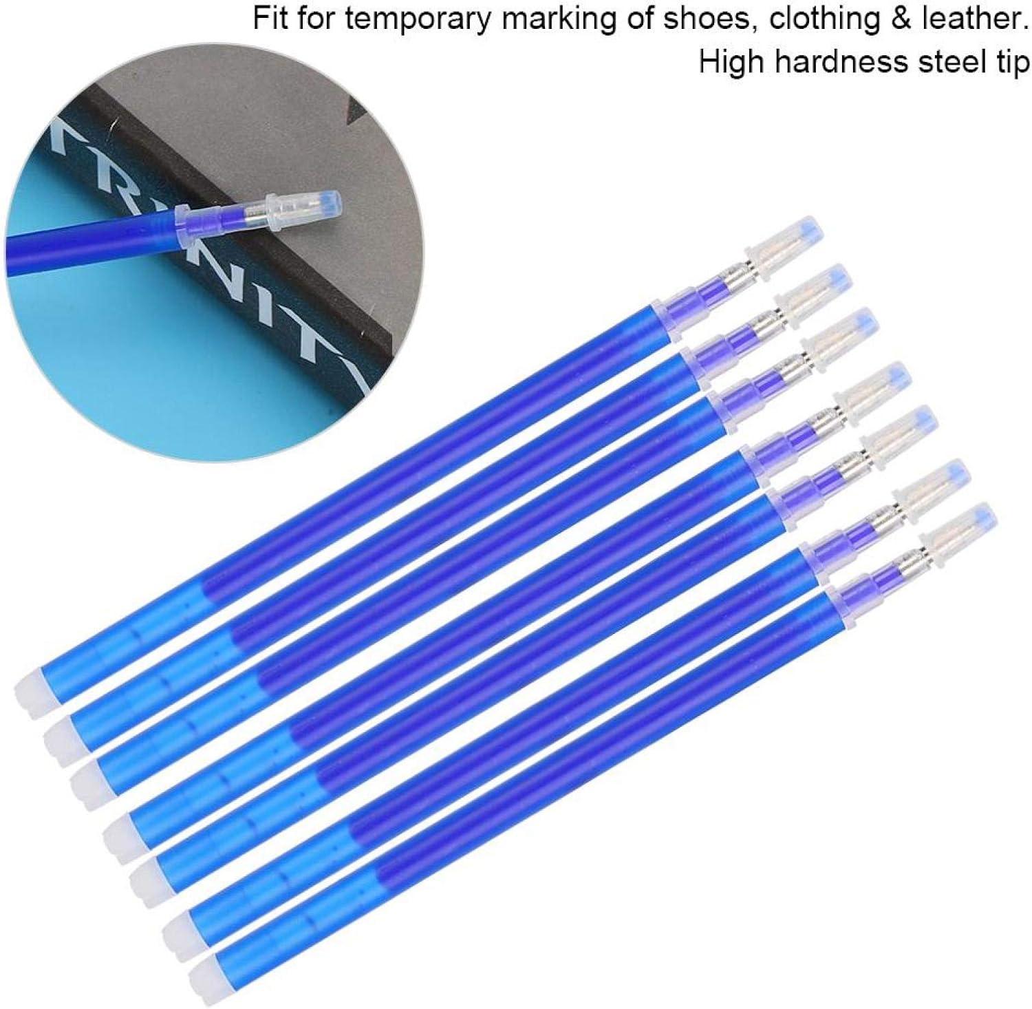 100Pcs Heat Erase Pens, Refill of Fabric Marking Pens Heat Erasable Fabric Refills Marking for Sewing, Quilting and Dressmaking(Blue)
