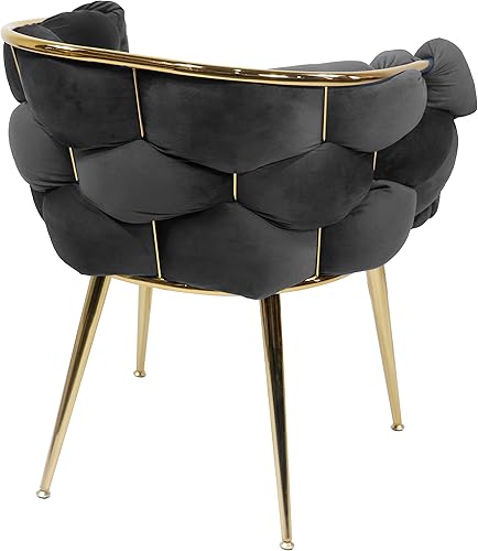 Miniatura 33 de Kakotito Silla de lujo hecha a mano con patas doradas, moderno sillón de terciopelo para sala de estar y dormitorio, Silla de Acento (beige)