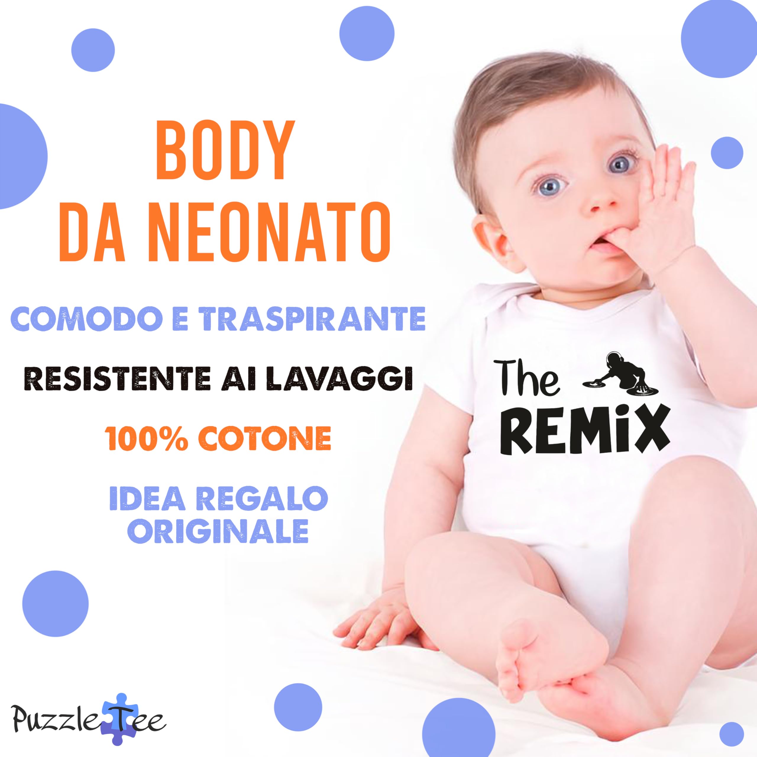 Puzzletee Coppia T-Shirt e Body Padre Figlio - Festa del papà - The Original, The Remix - Cotone Morbido e Traspirante, Stampa Diretta su Tessuto - Regalo Originale e Divertente