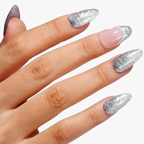 Miniatura 3 de Gellen Esmalte de uñas de gel  0.63 onzas líquidas de esmalte de gel de gelatina con purpurina plateada que se absorbe con luz UV LED, manicura,