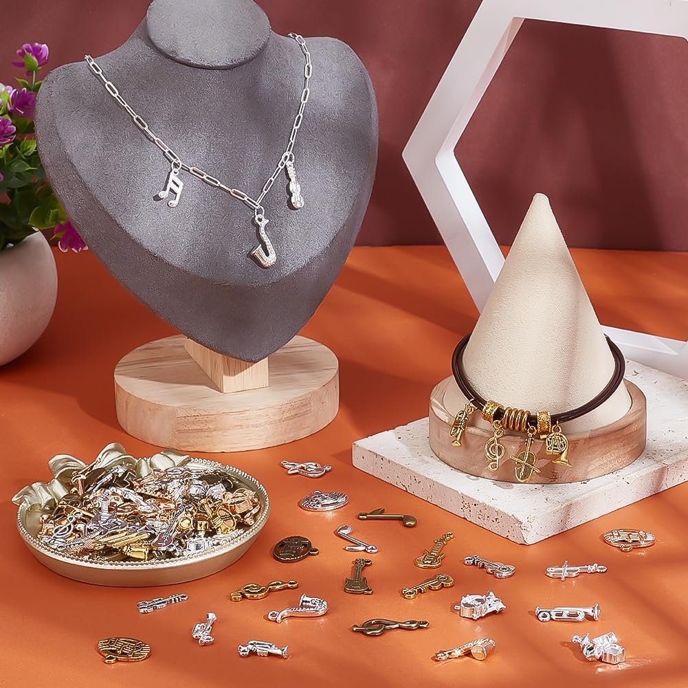 PH PandaHall 100pcs 5 Colors Music Charms Vintage Style Instrument Dangle Pendants Music Note Charms Alloy Musical Symbols for Earring Necklace Jewellery Making Keychain DIY Crafts 0.6~3.4 Inch - Image 4