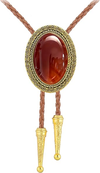 GelConnie Bolo Tie for Men Western Cowboy Tie Necklace Native American Silver Bolo Tie for Women Leather Necktie Accessories