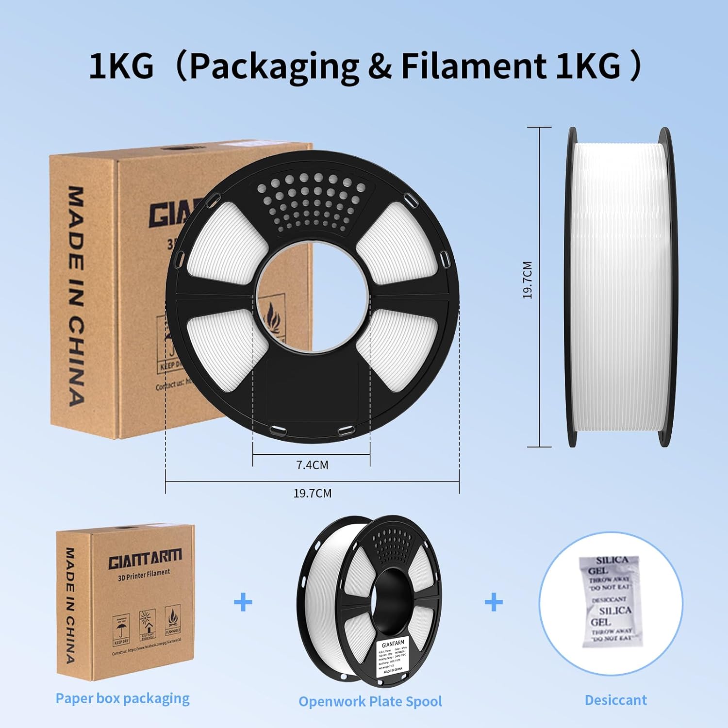 GAINTARM ASA Filament 1.75mm,Premium Weather & UV Resistant White 3D Printer Filament,Ideal for Outdoor Functional Parts,Dimensional Accuracy +/- 0.02mm,1kg Spool (2.2lbs)