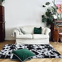 Vista 6 de Alfombra de lujo con estampado de vaca lechera de 3 x 5 pies, lindas alfombras de vaca para sala de estar, dormitorio, alfombra esponjosa de vaca