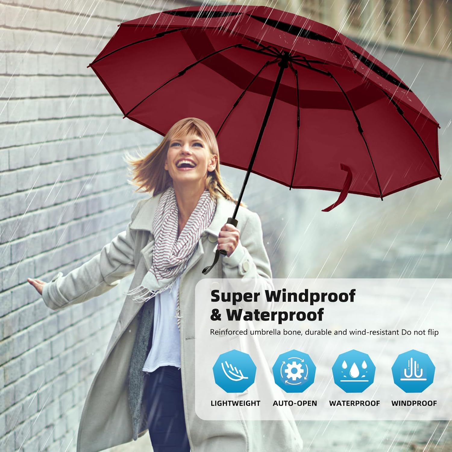 Windproof Automatic Inverted Umbrella – Compact Folding with Sun UV Protection, Portable Travel Umbrella for Car & Backpack - Image 7