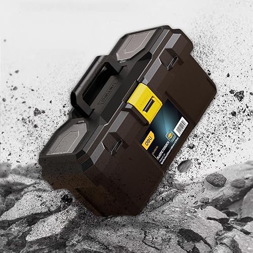 Miniatura 7 de Deli Caja de herramientas pequeña, caja de herramientas de plástico de 15 pulgadas con asa, caja de herramientas portátil con bandeja extraíble y