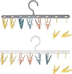 YOUOWO Drying Hanger with 16Pcs Detachable Clips (2 Pack Gray) | Space-saving,Windproof,For Sock Bras Underwear Laundry Towels Gloves