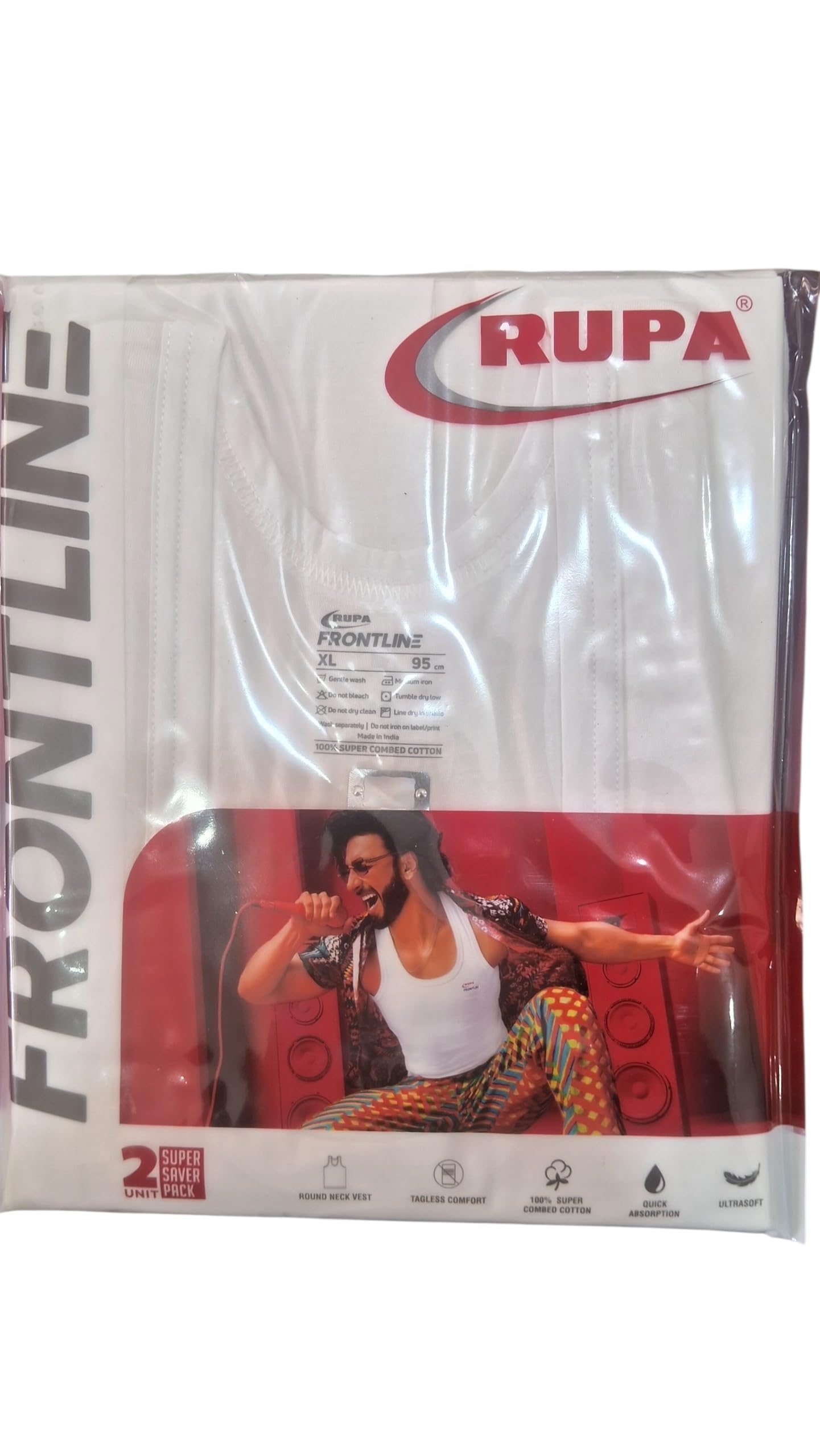 Rupa Frontline Men's Round Neck Vest 95 cm, White, 100% Super Combed Cotton, Tagless Comfort, Pack of 2-picture-28