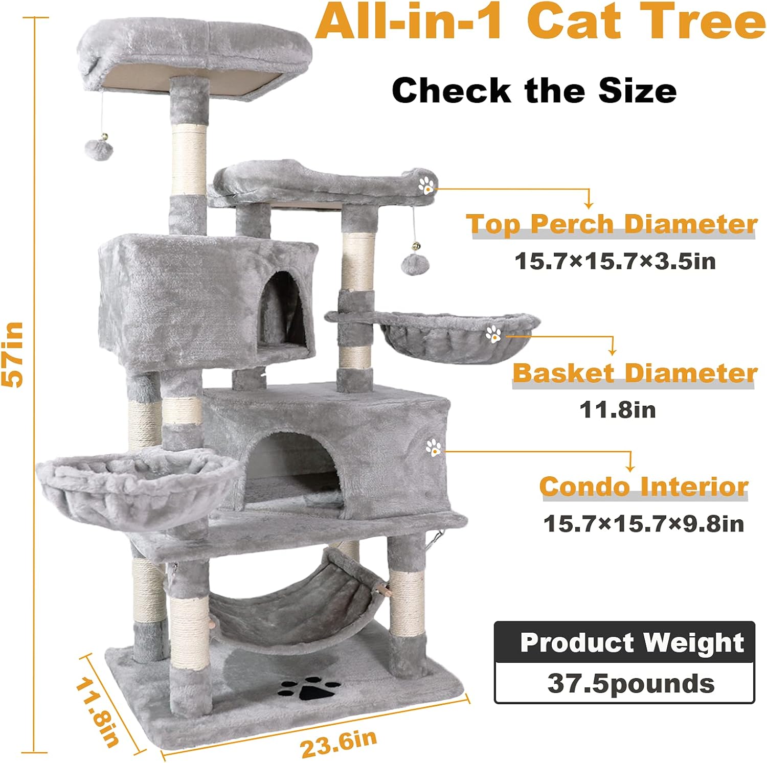 NEGTTE Cat Tree for Indoor Cats- Multi-Level Cat Tree for Big Cats -Cat Condo Big - Cat Climbing Tower-Pet Play House : Pet Supplies