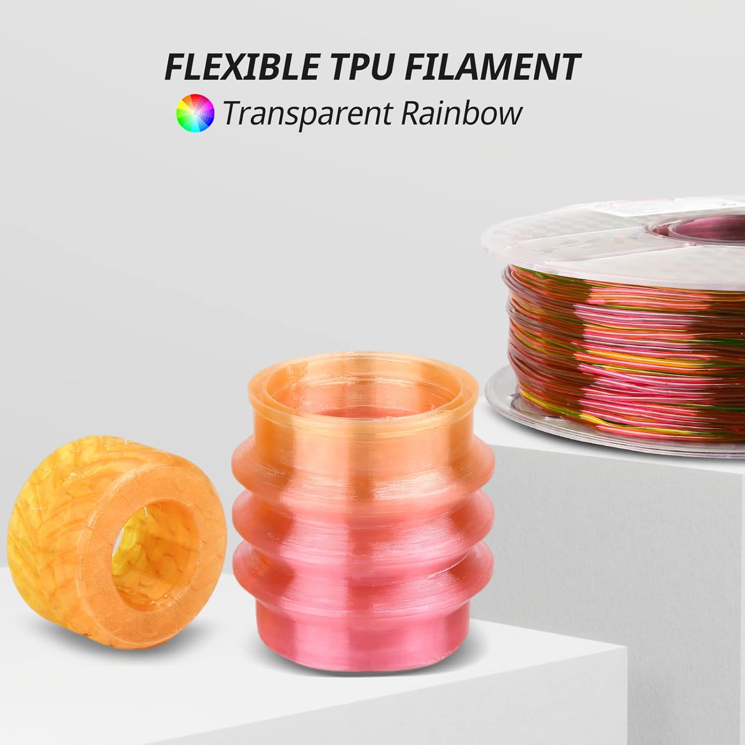 AMOLEN 3D Rainbow & Wood Printer Filament Supports High Speed,1kg Spool(2.2lbs)