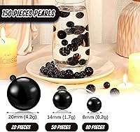 Vista 2 de Relleno de Jarrón Negro 150 Piezas de Perla para Centros de Mesa Cuentas de 8/14/20 mm Sin Agujero, Falsas Perlas para Decoración de Mesa