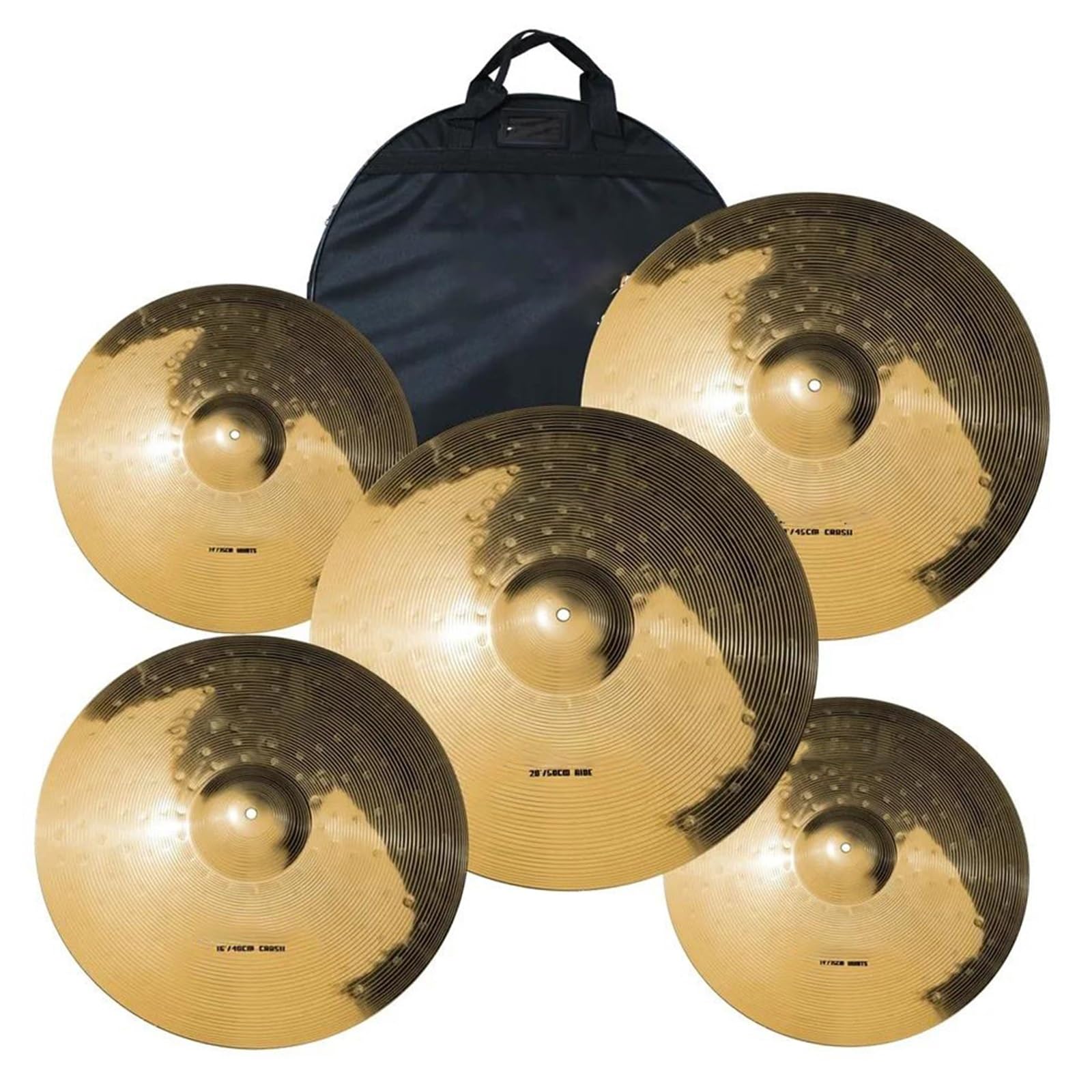 Legierung Becken Schlagzeug Set 14 "Hihats + 16" Crash + 18 "Crashride + 20" Ride Plus Mit Becken Tasche 5 Stück(5 pcs)