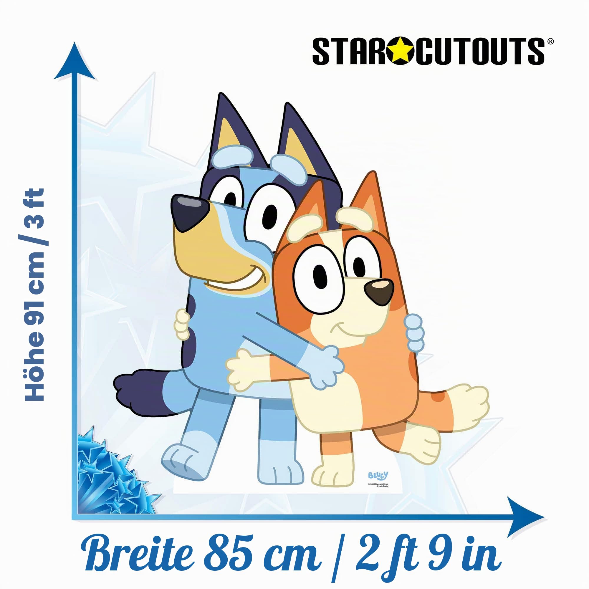 Star Cutouts SC4558 Pappaufsteller Bluey und Bingo – Bluey Theme Birthday Party – Bluey Birthday Supplies – Höhe 91 cm