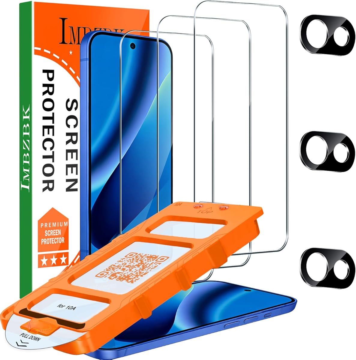 IMBZBK [Auto-Dust Removal] 3 Pack Screen Protector for Google Pixel 10a [6.3 INCH] Accessories, Case Friendly Film, Military Grade Shatterproof Tempered Glass 3 Camera Lens Protector