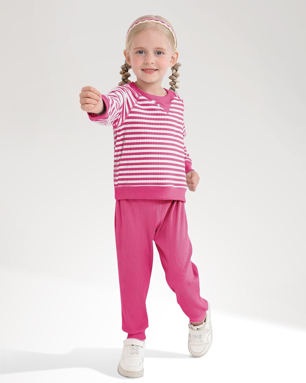 SANMIO Toddler Baby Girl Clothes Toddler Outfit Cute Striped Sweatshirt Tops + Pants Set Fall Winter Clothing For Girls - Image 3
