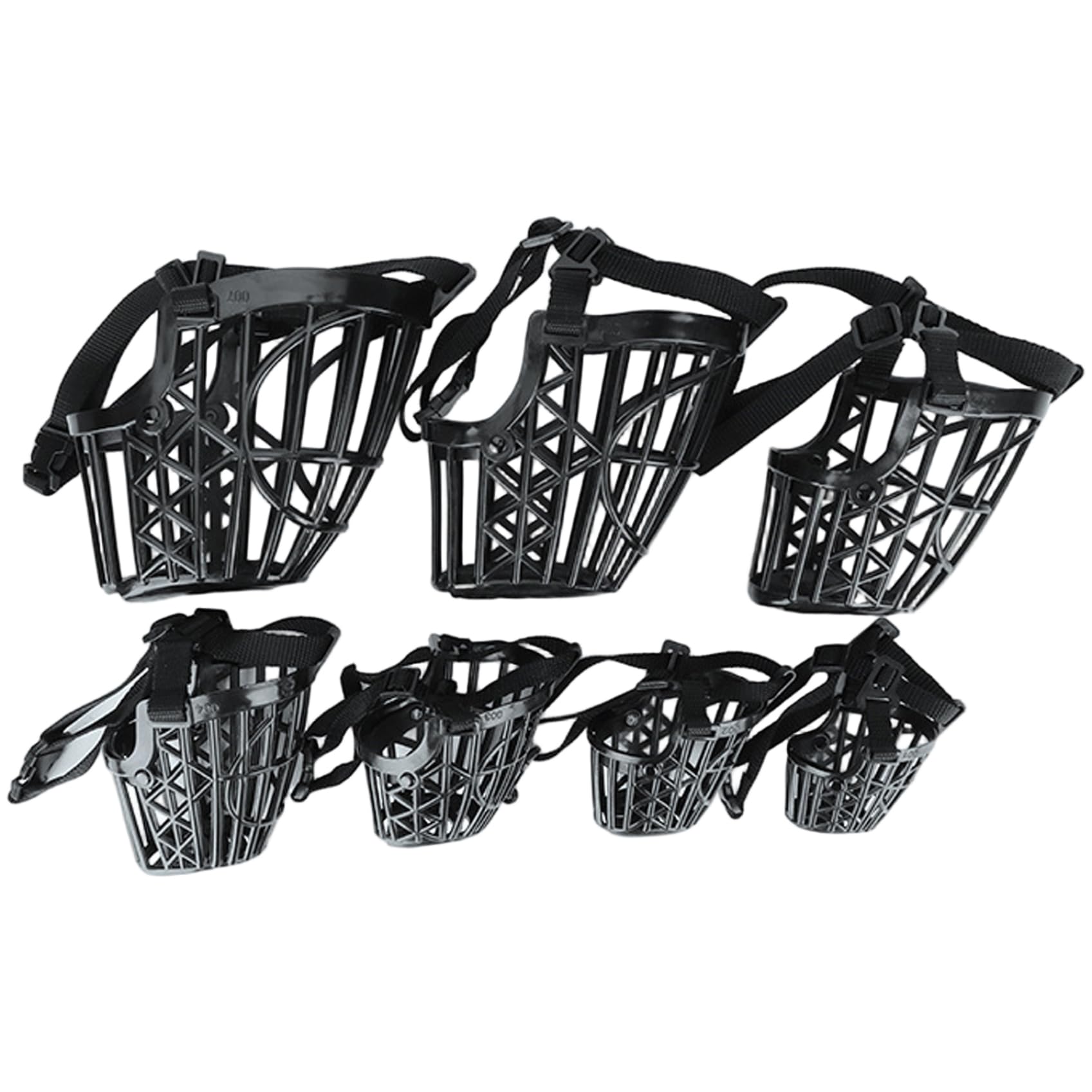 Grtheenumb Cage Muzzles for Dogs, 7Pcs Dog Muzzles Anti Biting Adjustable Plastic Breathable Basket Muzzle Different Sizes for Small, Medium, Large & Extra Dogs