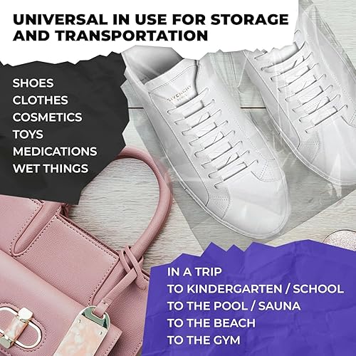 Miniatura 5 de Bolsas de viaje transparentes con cordón para zapatos. Bolsas de polvo de PE de 2 mil para zapatos con cordones. Bolsas de plástico con cordón