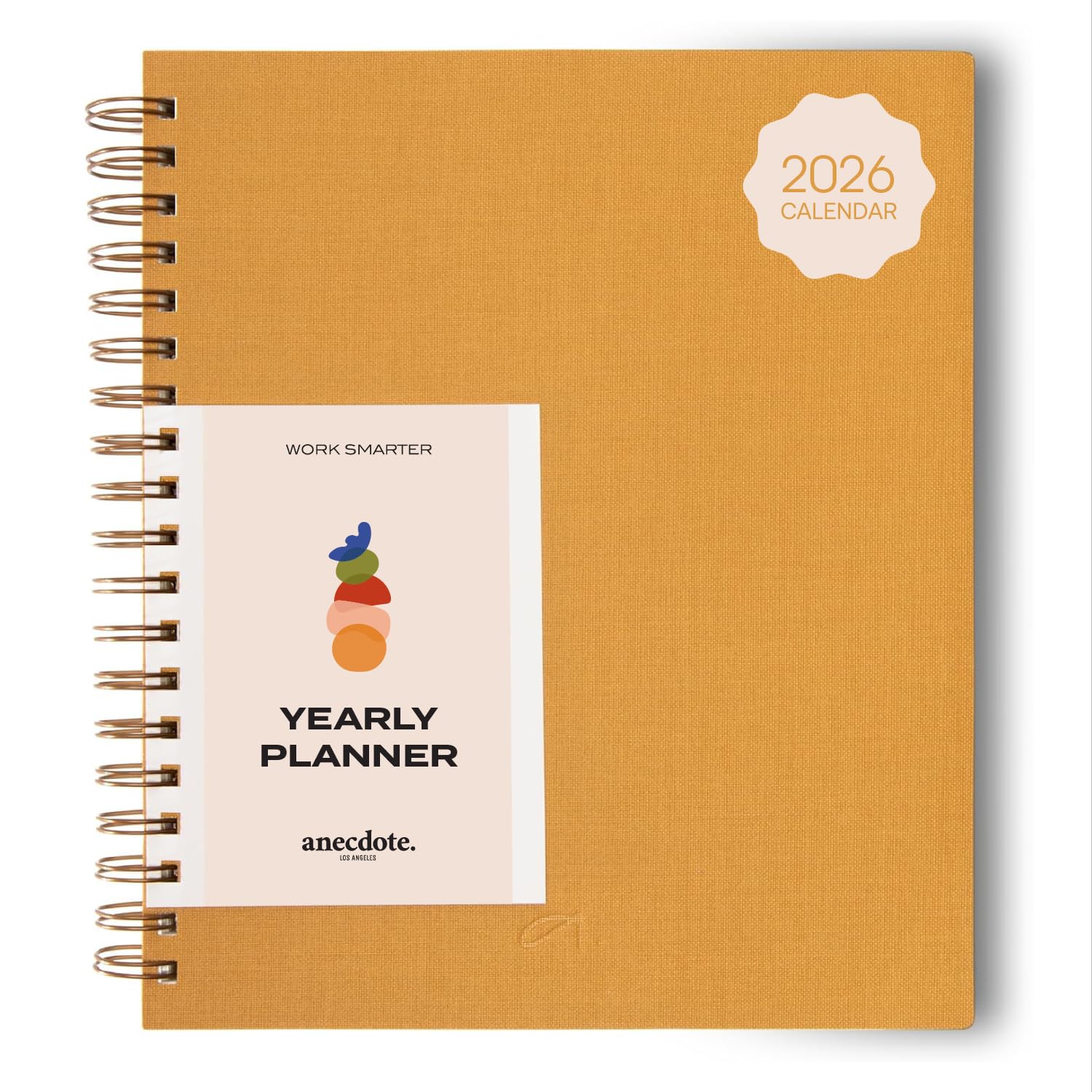 Anecdote 2026 Planner (8.5" x 10") Daily Planner Weekly Monthly Planner - 52 Weeks w/Library Buckram Cover, Brass Spiral - A4 Size Bleed-Resistant Paper – Mustard