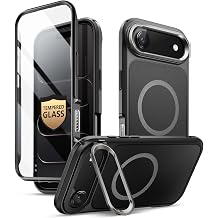 i-Blason All-in-One for iPhone 17 Air Case MagSafe with Stand, 360 Full-Body with Built-in 9H Glass Screen Protector, Camera Control, Ring Kickstand, Military-Grade Heavy Duty Protection, Black