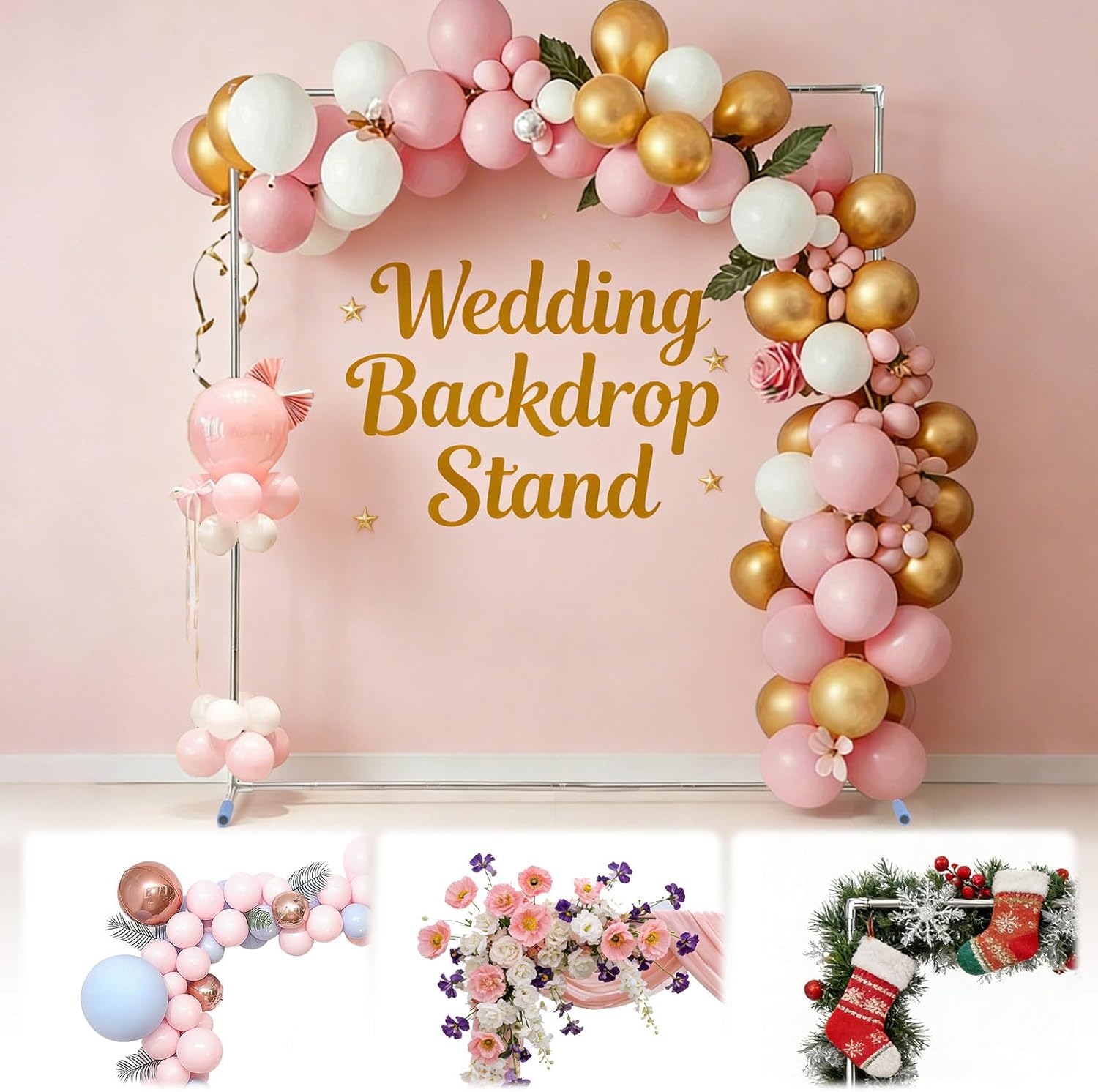 Arch Backdrop Stand,7x6 FT Metal Wedding Square Backdrop Stand for Ceremony Square Stainless Steel Backdrop Arch for Parties,Wedding,Birthday,Anniversary,Baby Shower,Garden Decoratip