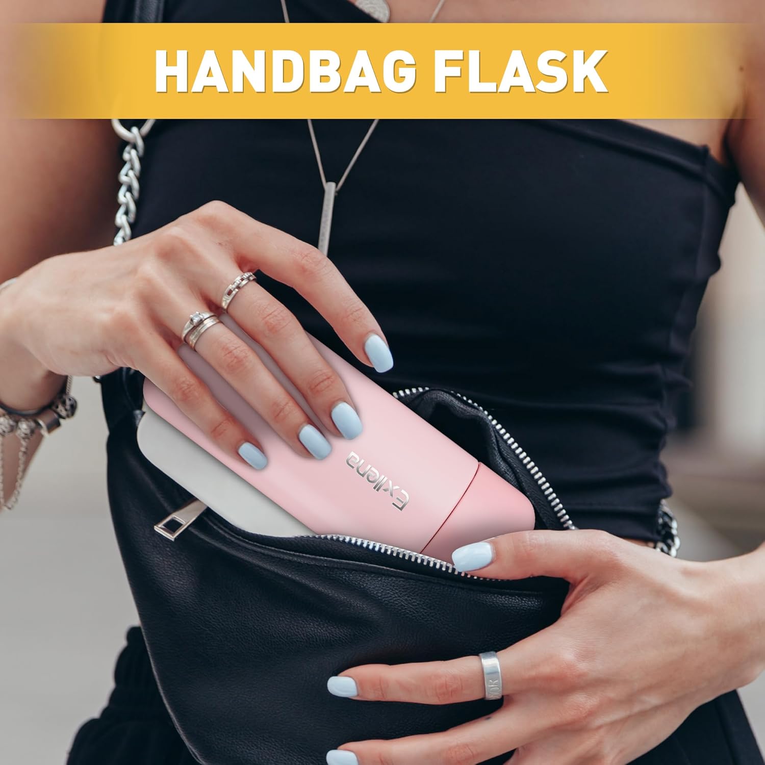 Mini Water Bottle 6.8oz/200ml, Small Insulated Water Bottle for Hot&Cold Drinks, Water Bottle Purse with Carry Handle - 100% Leakproof Perfect for School, Travel...(Pink) - Image 4