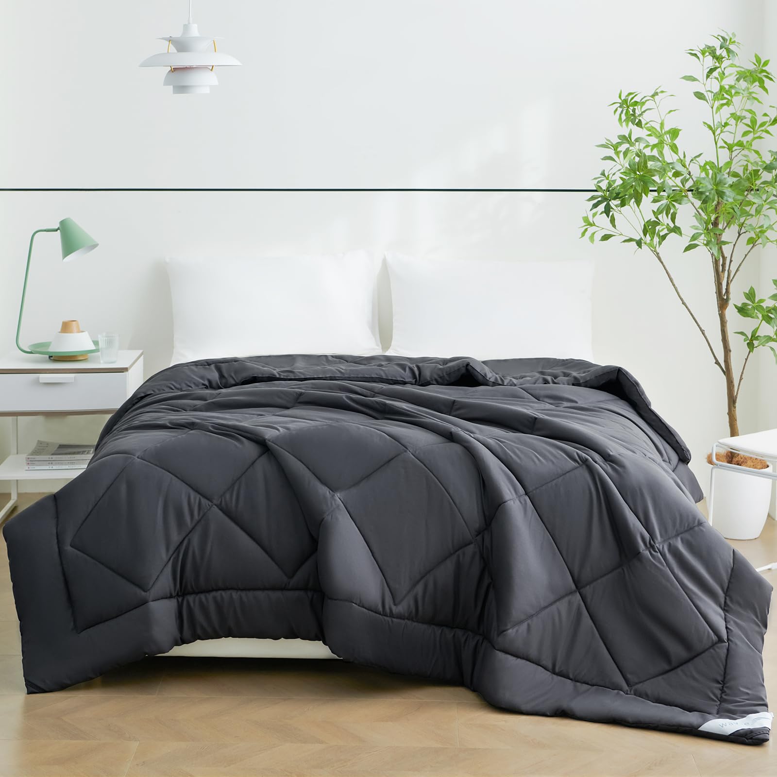 WAVVE Edredón Relleno Nórdico 240x260 cm para Cama 160/180/200, Edredón de Fibra 150gr/m², Suave, Transpirable para Primavera y Verano (260x240 cm, Gris)