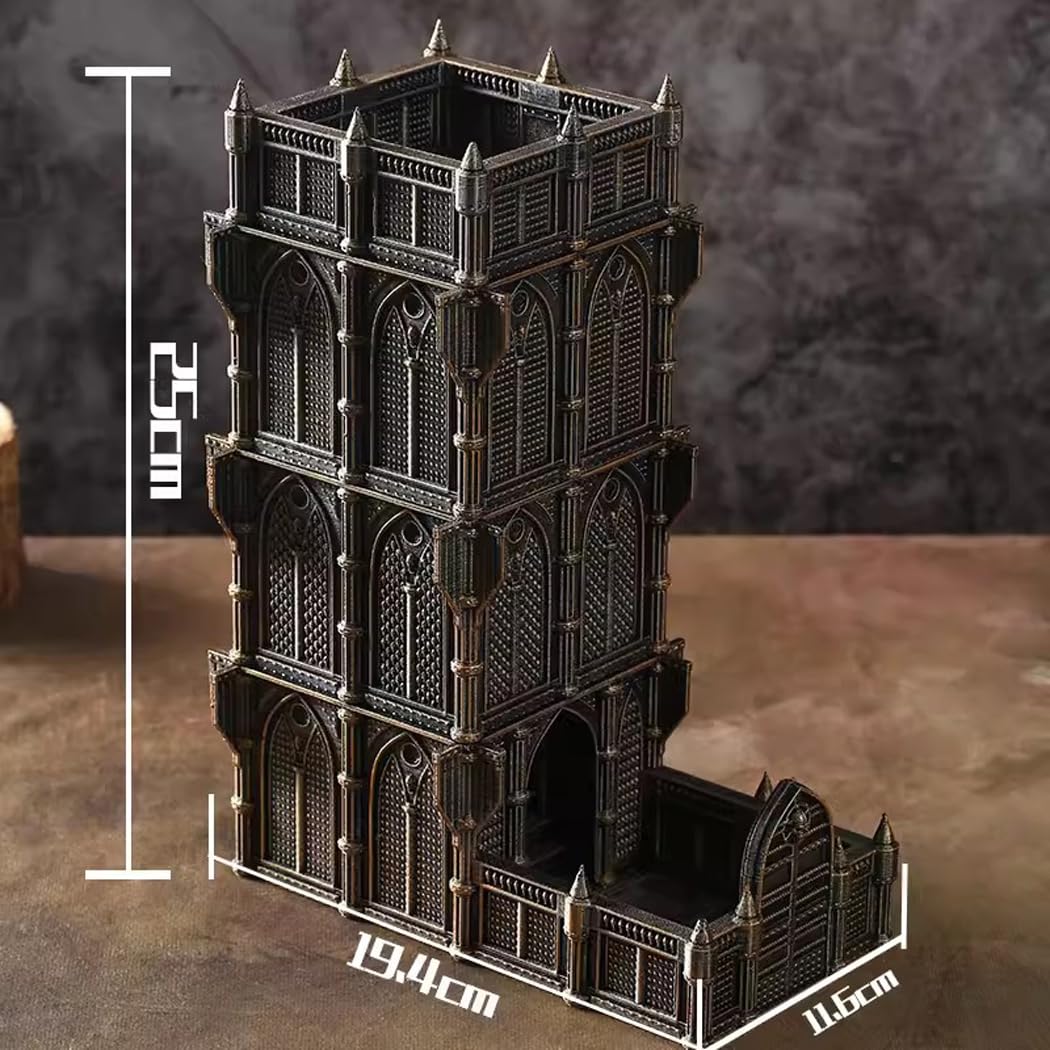 Wieża do kości z tacą, Katedra Umarłych Wieża do rzucania kostkami do gier stołowych, TRPG, odgrywania ról, gier Dungeons and Dragons, kreatywny prezent