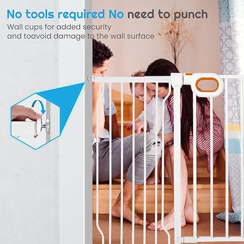 Miniatura 10 de Puerta de seguridad para bebés de 29 a 33 pulgadas de ancho, puerta de seguridad para mascotas con puertas de montaje a presión para niños y perros