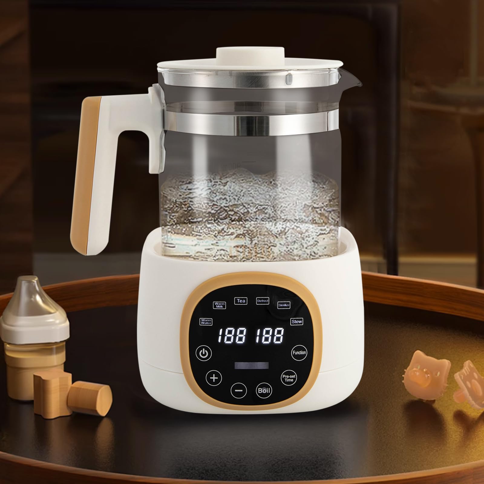 Flaschenwärmer 1.3 L Flaschenzubereiter Baby mit Temperatureinstellung 72 Stunden Thermostat Babykostwärmer für Küche, Schlafzimmer, Büro, Hotel, Weiß