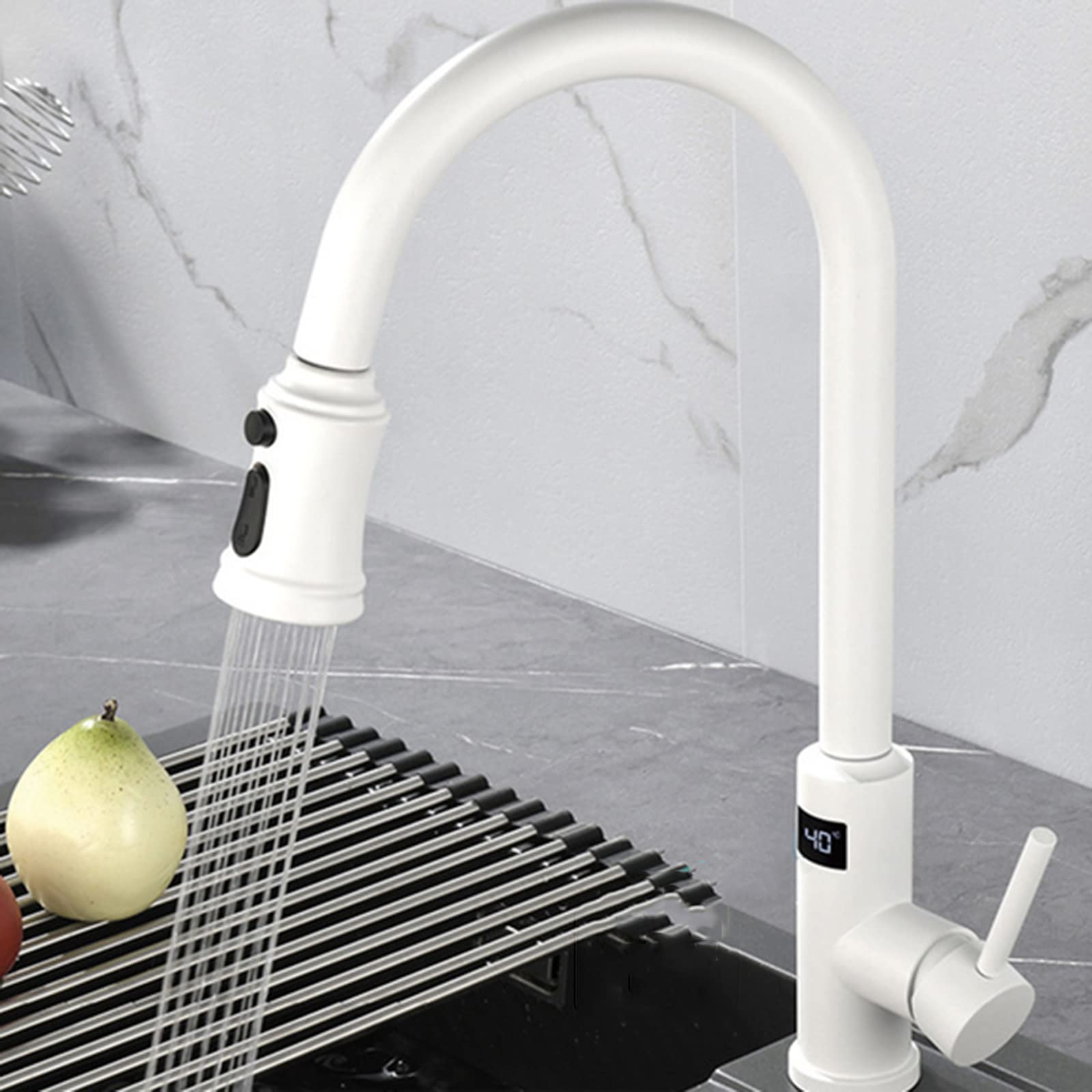 Robinet de cuisine sans contact en acier inoxydable noir avec douchette