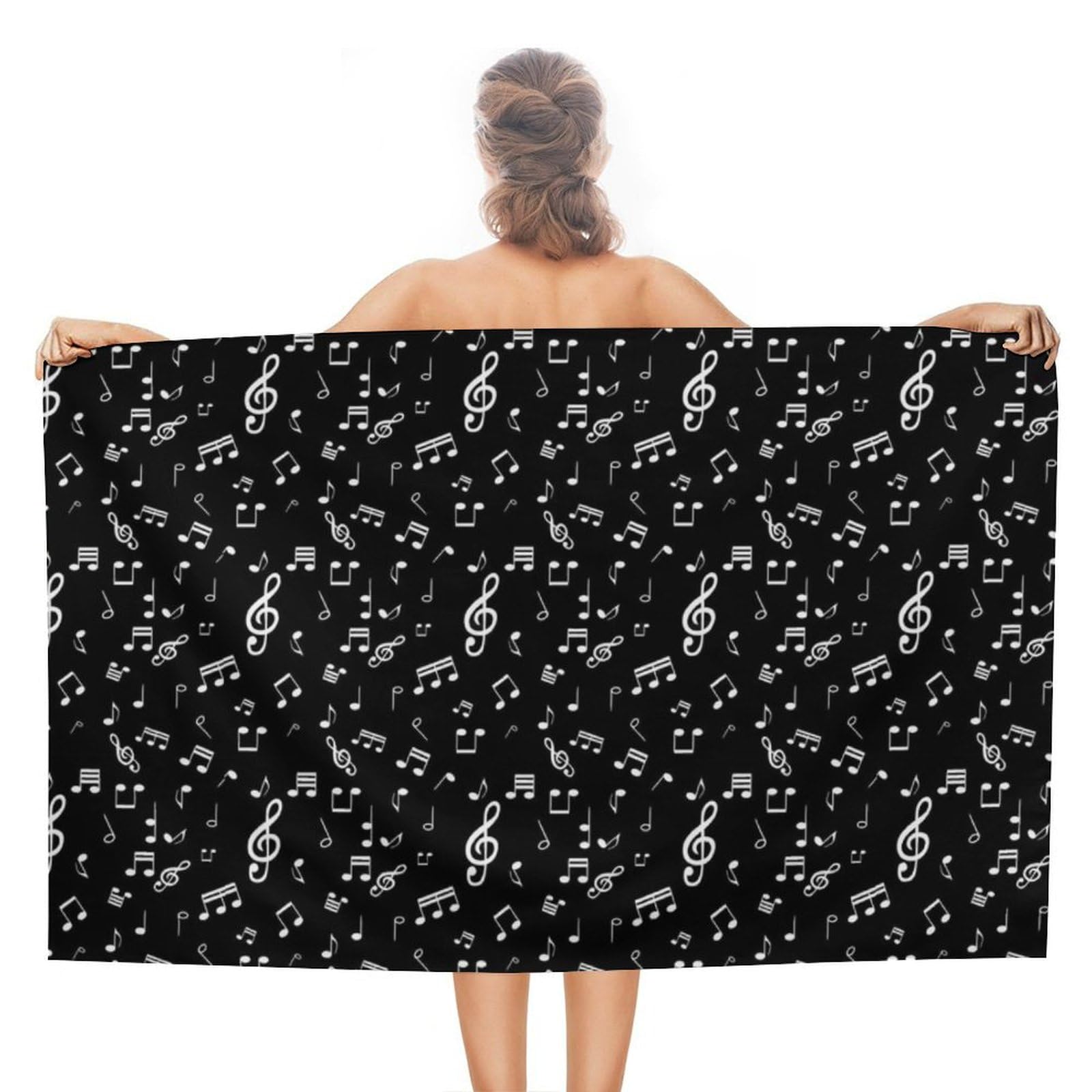 LEDFCVSU Beach Towel, Music Note Bath Towel, Absorbent Towel for Swimming, Sports, Travel
