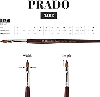 Vista 3 de Speedball Art Products Escoda Prado Series Artista Acuarela y Acrílico Cepillo de pintura Filbert de mango corto, tamaño 18, Sable sintético