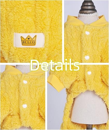 Miniatura 10 de Pijama de felpa para perro para clima frío, ropa de 4 patas para perro y gato, mameluco elástico para cachorros, gatito, con botones, cálido y