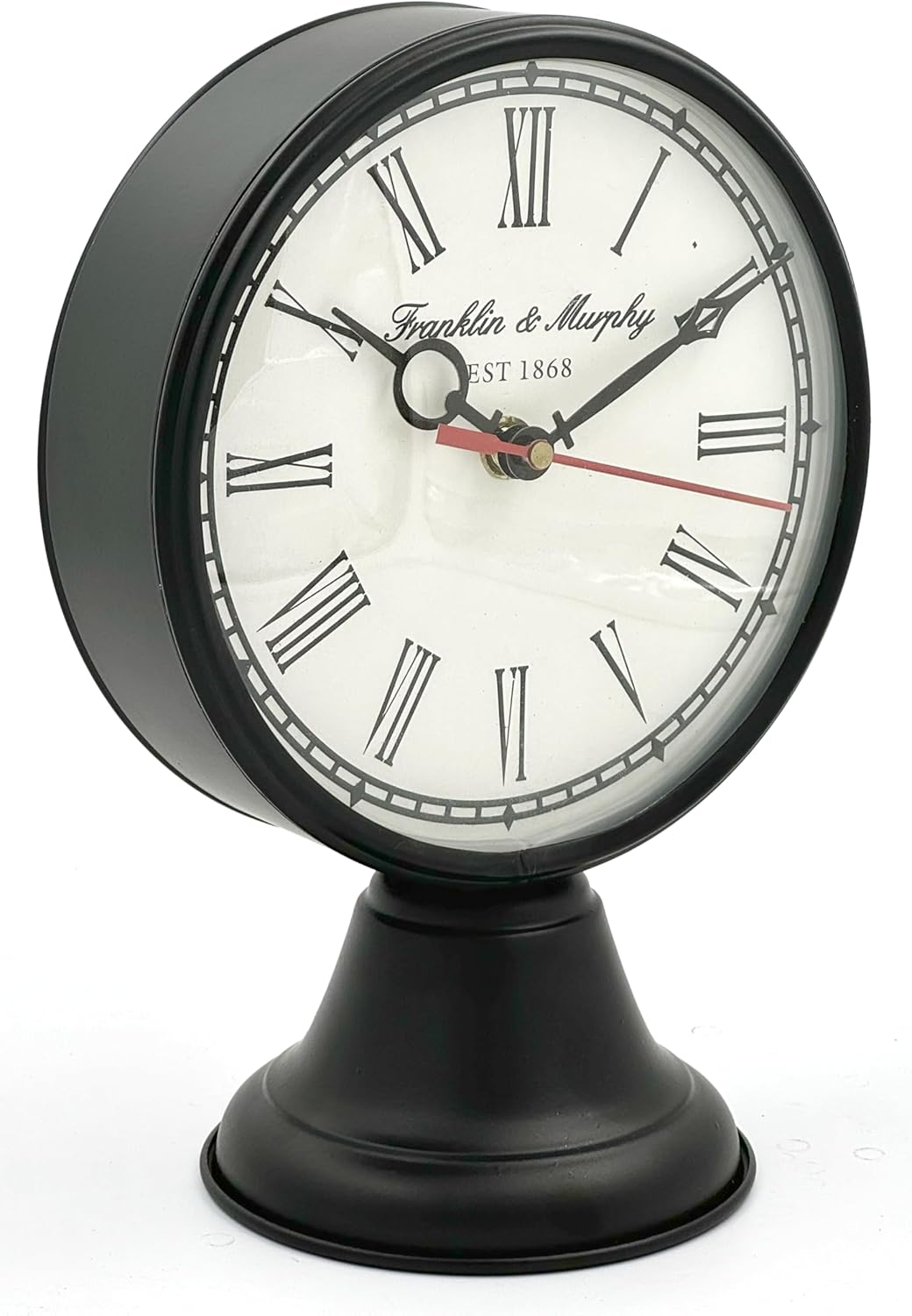 Vintage Style Shelf Clock, 1868 Est. Dial, Roman Numerals Mantel Clocks for Study Table, Office Decoration