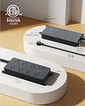 TROND Barre d'alimentation à prise plate avec protecteur de surpression 1700J, 2 USB C 5ft Noir 7 Un large espacement, 14AWG Cordon d'extension de service lourd à l'intérieur, mur pour dorme et derrière TV, ETL Inscrit
