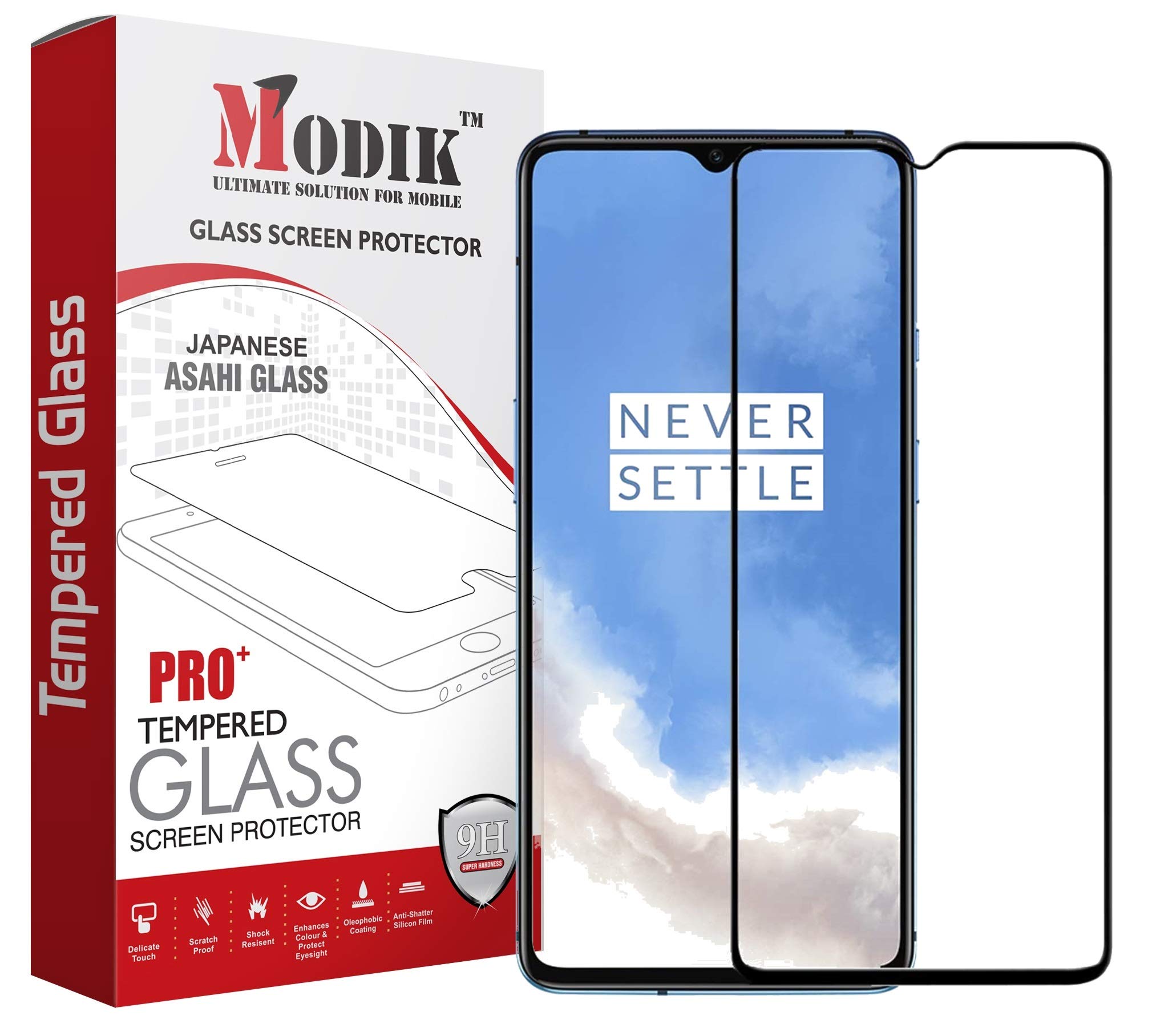 MODIK Oneplus 7T Tempered Glass Screen Protector with Installation Kit for Oneplus 7T-Black