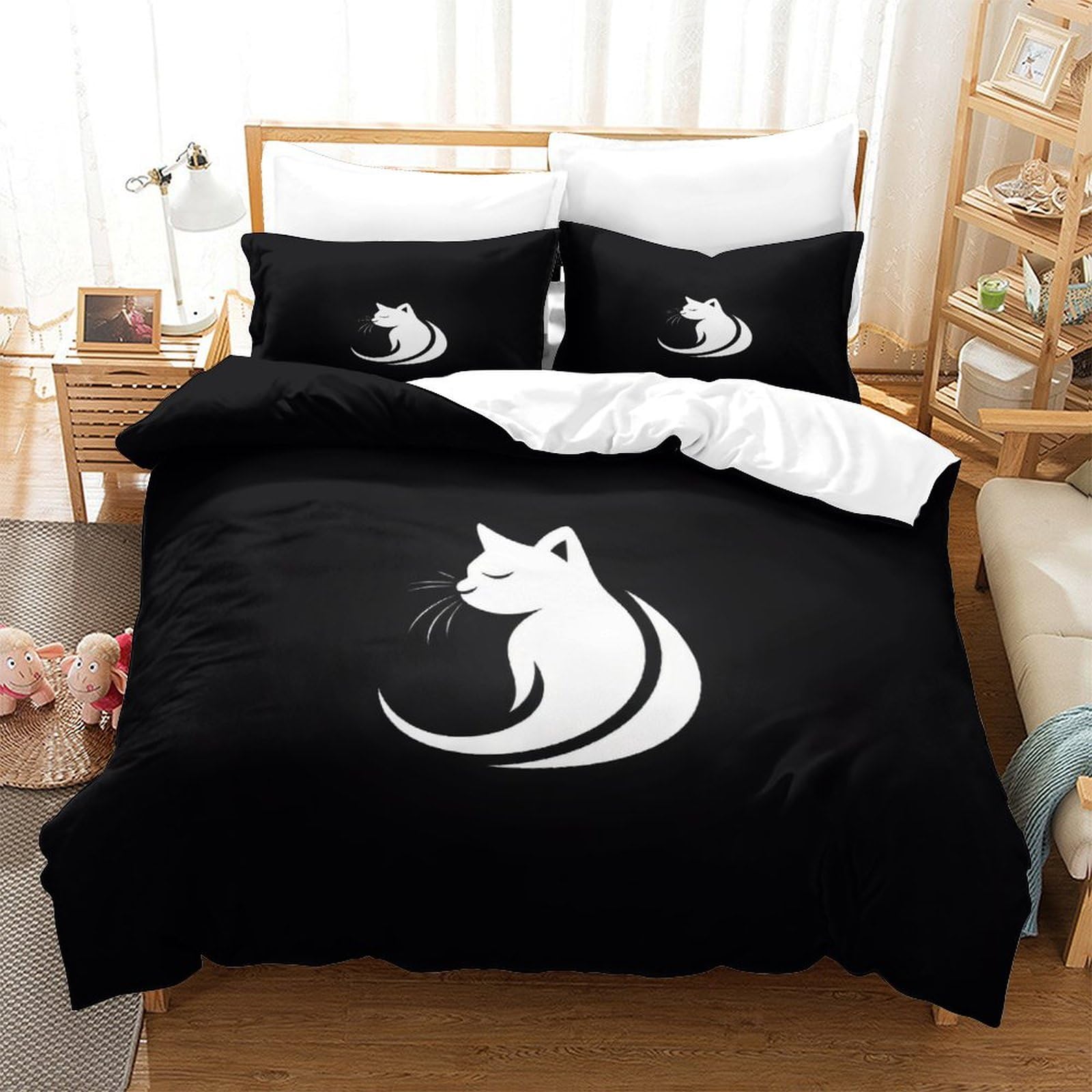 Housse de couette chat 3D lit Super King pour une chambre cocooning