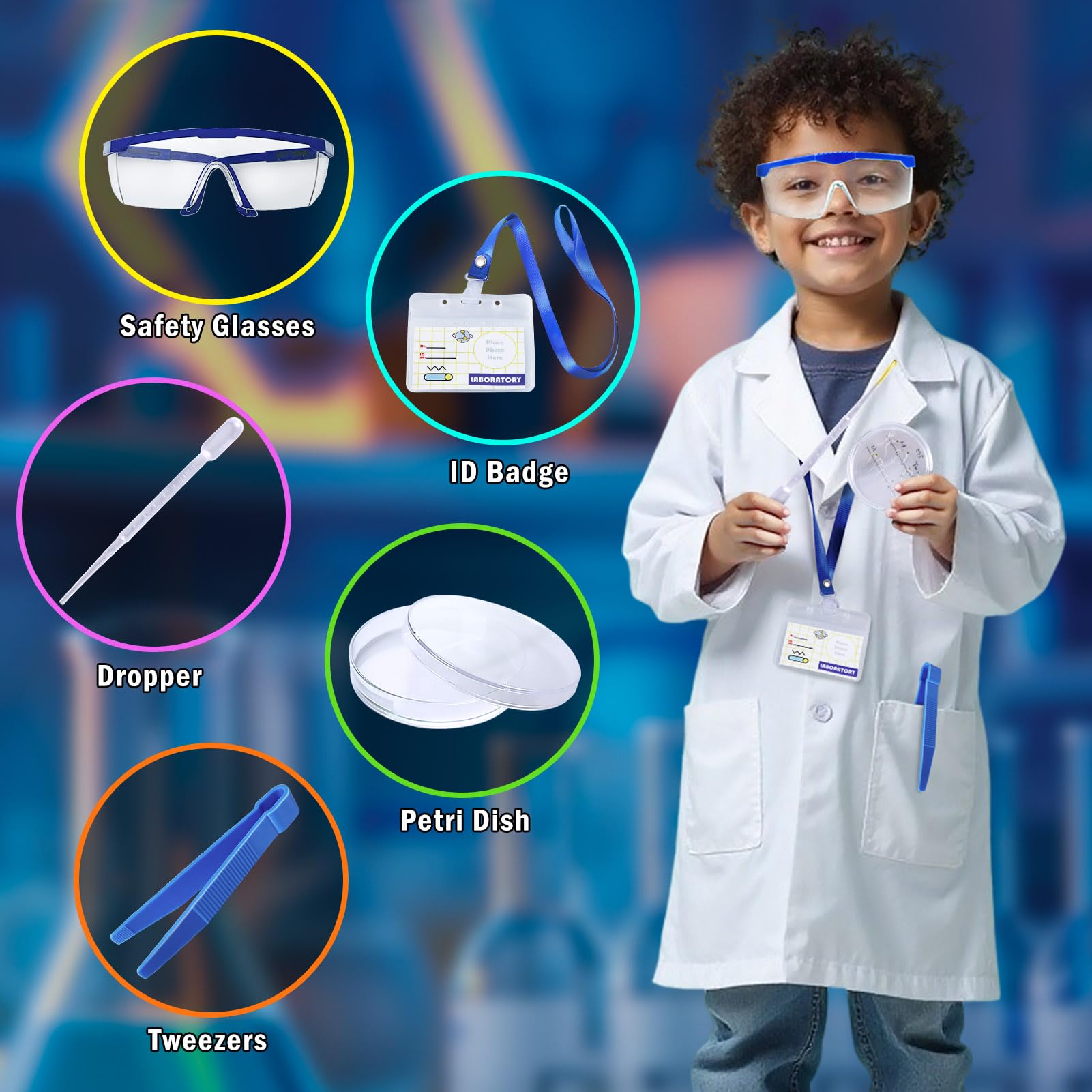 JOPSHEEN Kids Scientist Costume Lab Coat Pretend Play Scientist - Image 2