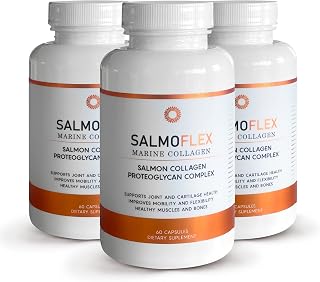 VITASEI Salmoflex Marine Collagen Peptides with Hyaluronic Acid and Vitamin C, D, E - Salmon Collagen Supplement for Bone and Joint - Hair, Skin and Nails Vitamins - 60 Capsules (Pack of 3)