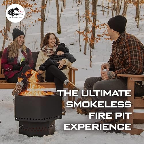 Miniatura 9 de Dragonfire Paquete de hoguera compacta de madera y pellets sin humo, incluye estufa de hoguera con acabado negro mate de 22 pulgadas, soporte base
