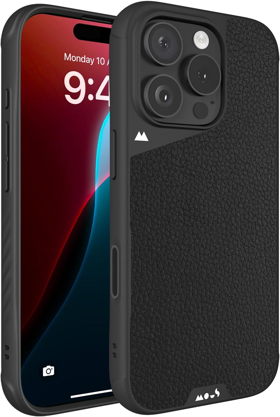 Mous for iPhone 16 Pro Case MagSafe Compatible with Camera Control Button- Limitless 6.0 - Black Leather- Protective Shockproof Phone Cover