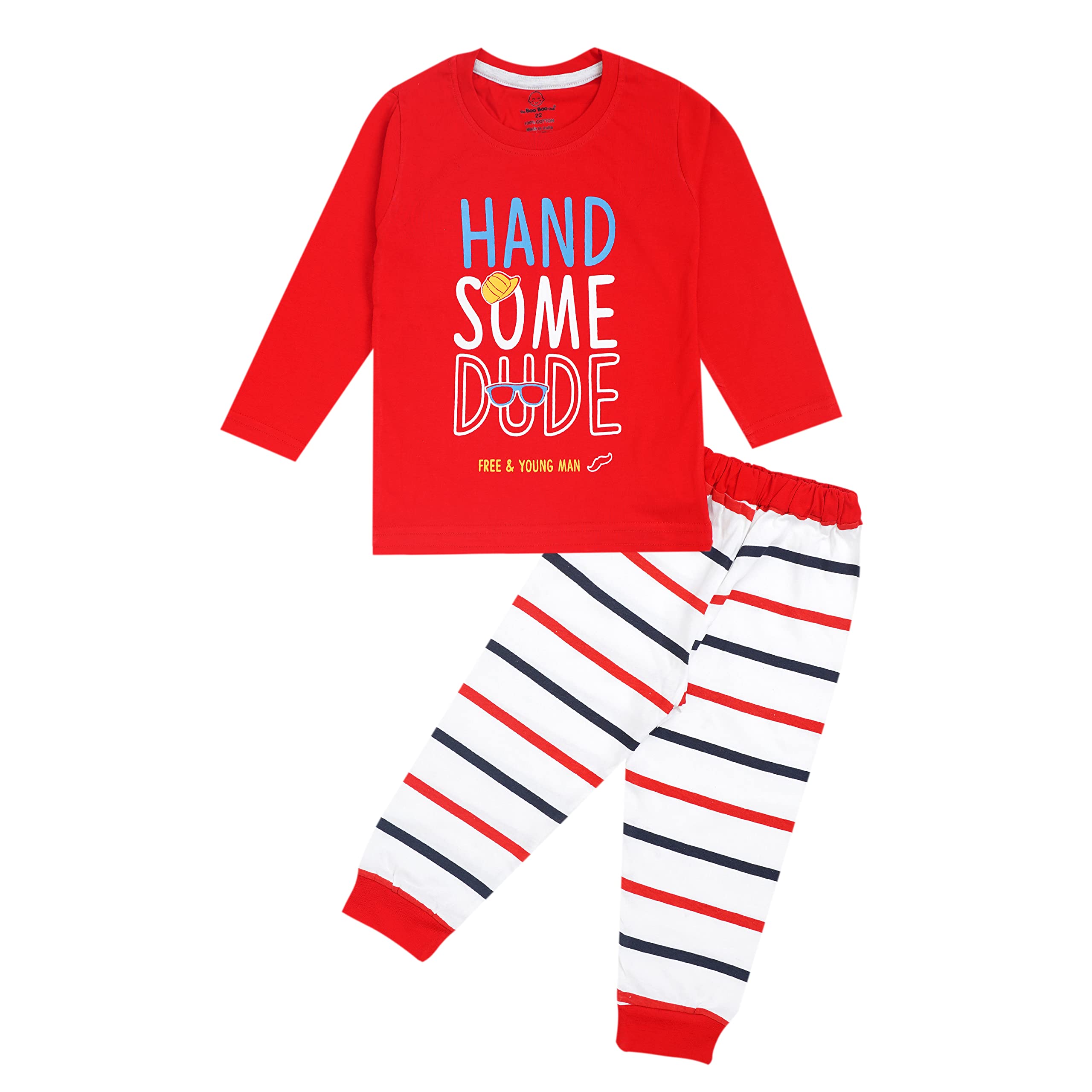 The Boo Boo ClubThe Boo Boo Club Kid's Soft Cotton Full Sleeves T-Shirt with Pant/Pyjama Set Unisex Kids Clothing Set