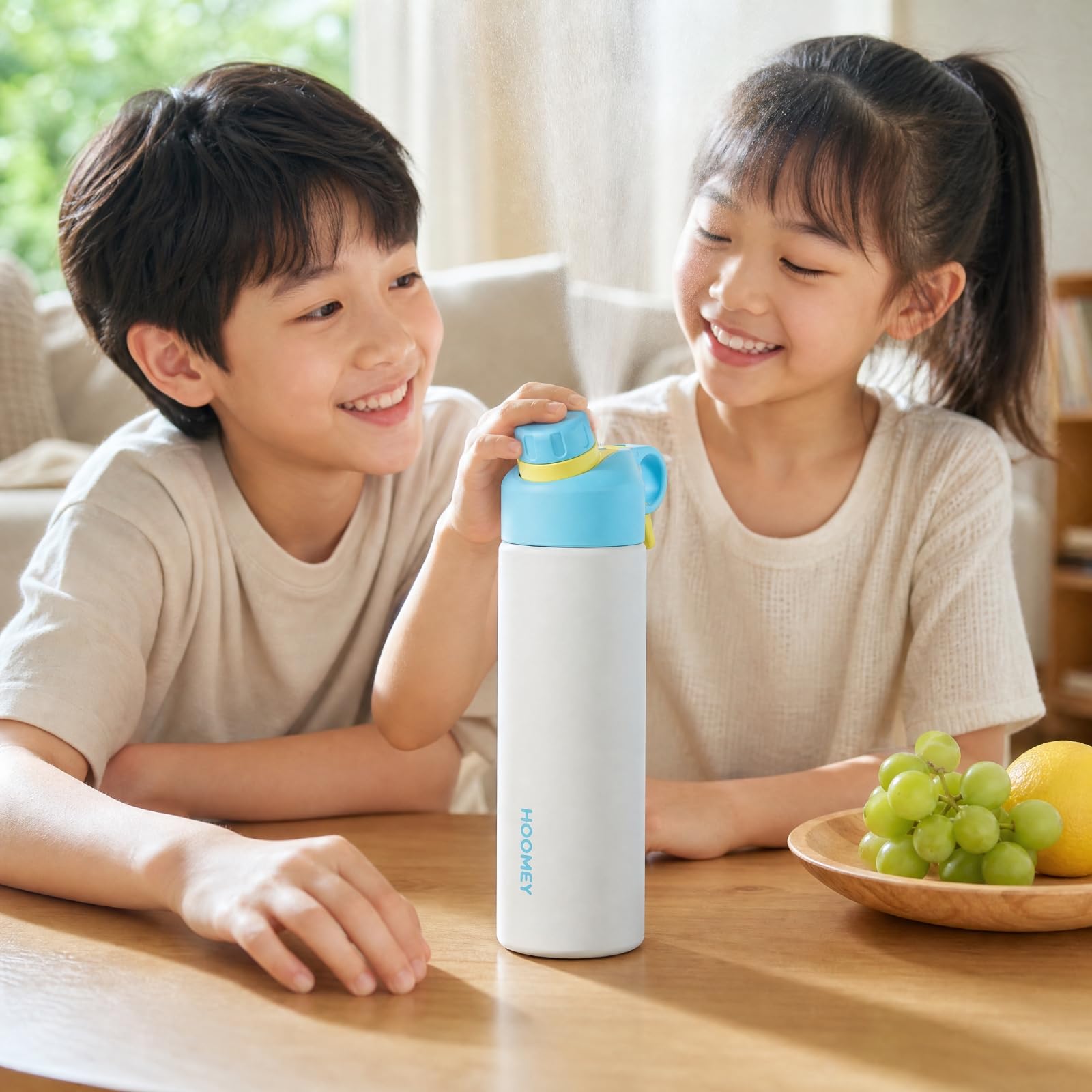 Bolla Agua con Pulverizador Portátil Bolla Agua Acero Inoxidable sin dor Vaso Térmico para Estudians, Depor, Uso Diario,
