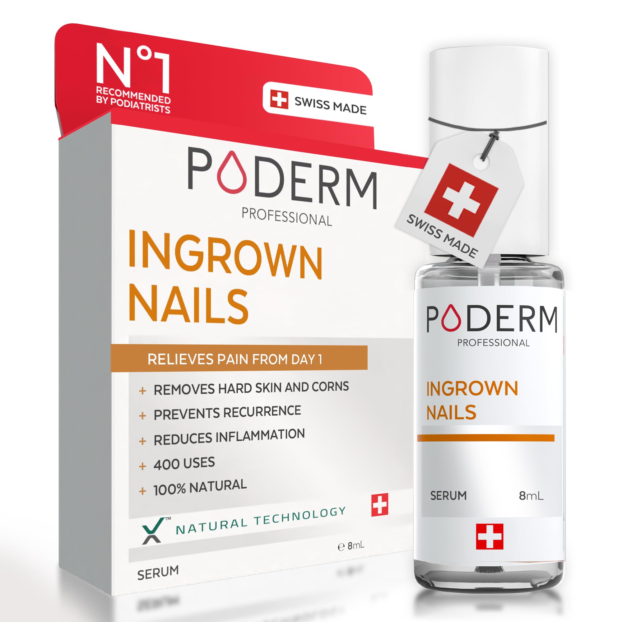 Poderm Emollient for Ingrown Toenail Treatment | Swiss-Made Nail Softener for Thick, Curved Nails | Relieves Pain, Prevents Infection - Lubricates the Nail & Softens Calluses | Created by a Podiatrist